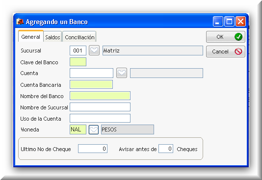 Forma para Captura de Banco